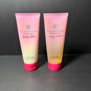 Victoria's Secret Bombshell Gradient Pink & Yellow Body Lotion and Wash Duo
